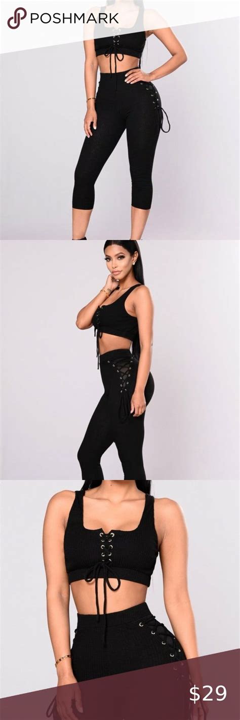Fashion Nova 2 Piece Matching Set Black Large Worn Only Once Excellent Condition Like New
