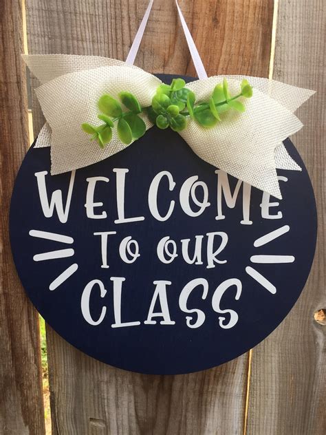 Welcome To Our Class Classroom Decor Round Sign Wooden Etsy