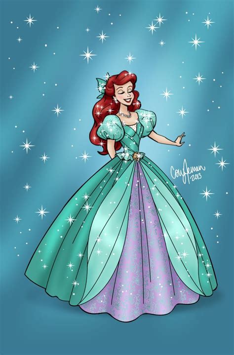 Ariel Sparkle Dress Disney Princess Fan Art Disney Princess Drawings