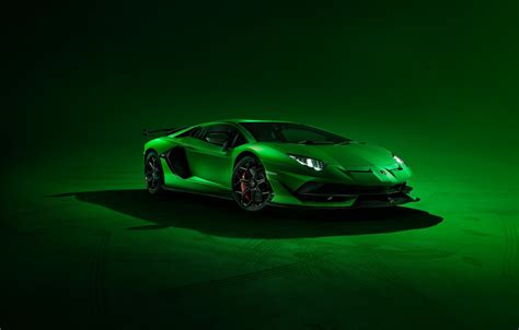 Обои Lamborghini Green Front Aventador Supercar Svj картинки на