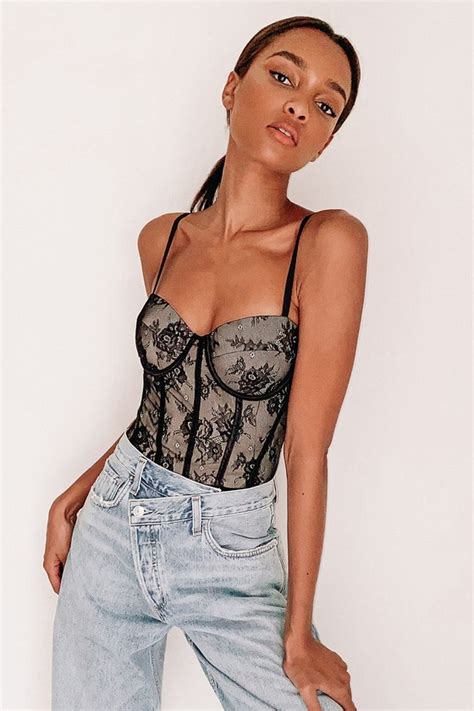 sexy bustier bodysuit black lace bodysuit padded bodysuit lulus