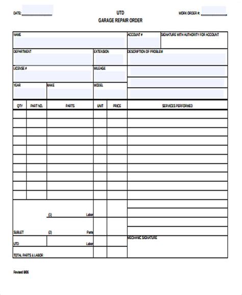 Free 10 Work Order Forms In Ms Word Pdf