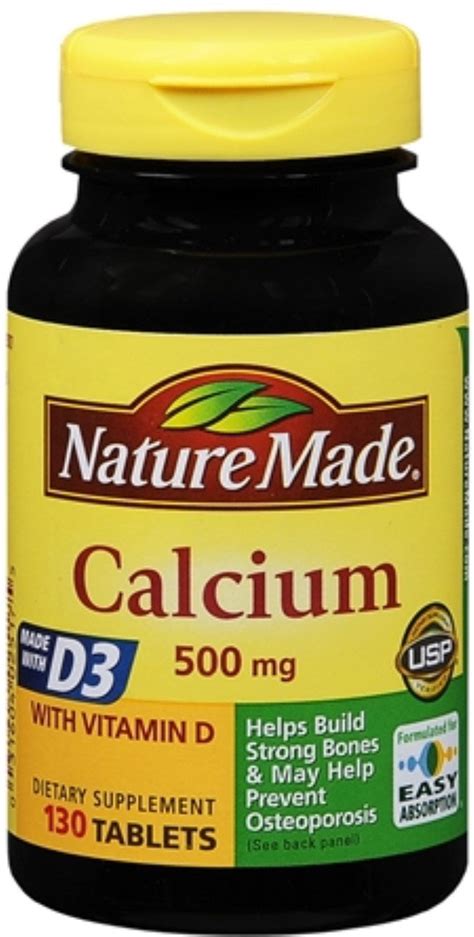 Nature Made Calcium 500 Mg With Vitamin D Tablets 130 Ct