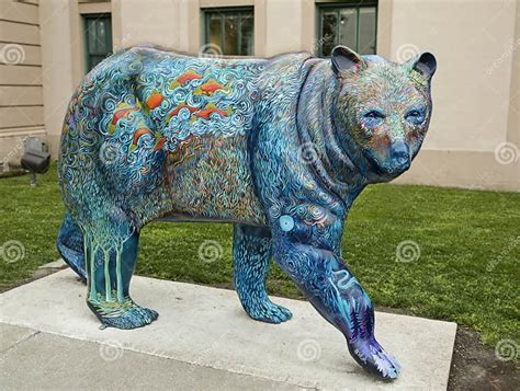 Color Bear Statue At Old City Hall In Anchorage Editorial Image Image