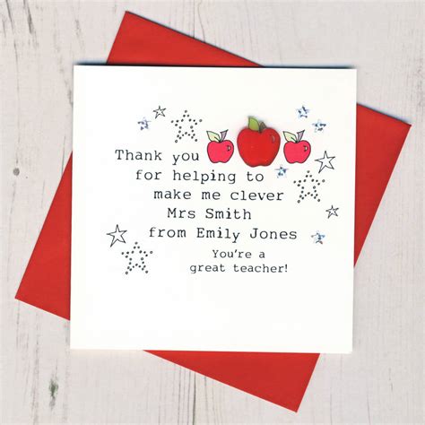 Personalised Handmade Teacher Thank You Card By Eggbert And Daisy