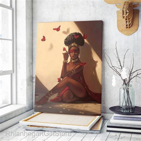 Black Woman Portrait Canvas Black Queen Wall Art African Etsy