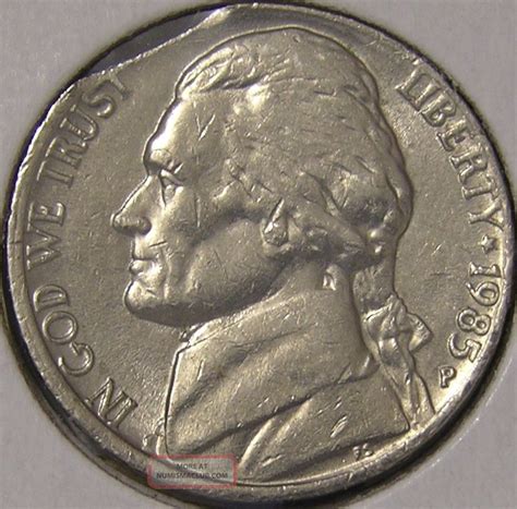 1985 P Jefferson Nickel Clipped Planchet Error Coin Af 269