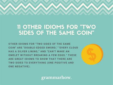 11 other idioms for two sides of the same coin