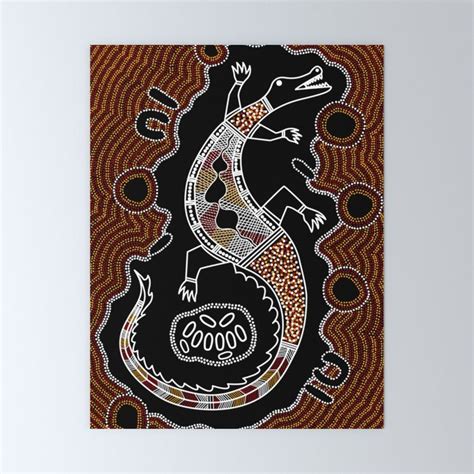 Aboriginal Crocodile Authentic Aboriginal Art Mini Art Print By Hogarth
