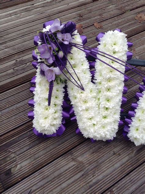 Funeral Flowers Letter Funeral Flower Tribute Deep Purple And White