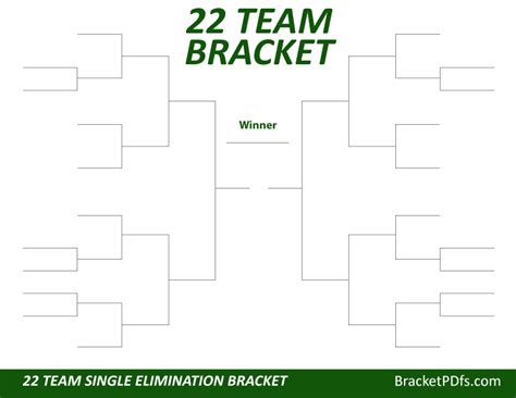 22 Team Bracket Single Elimination Printable Bracket In 14 Different