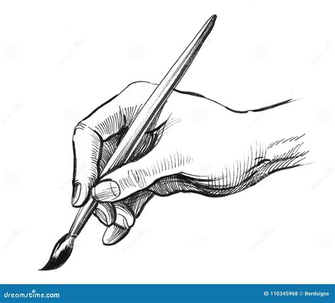 Hand Holding Paintbrush Drawing Easy Trosspain