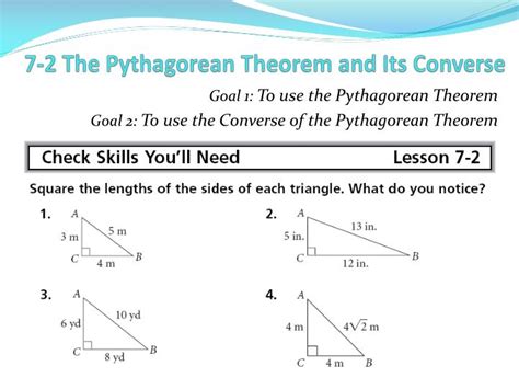Ppt 7 2 The Pythagorean Theorem And Its Converse Powerpoint