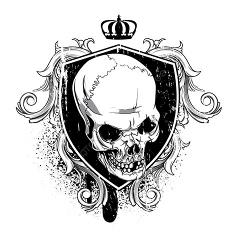 Cráneo Con Grunge Y Ilustración Vectorial Floral Png Símbolo Diseño