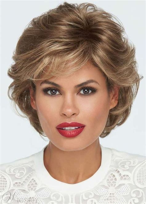 Short Wavy Womens Wig Brown Color Synthetic Hair Wigs Lace Front Wig