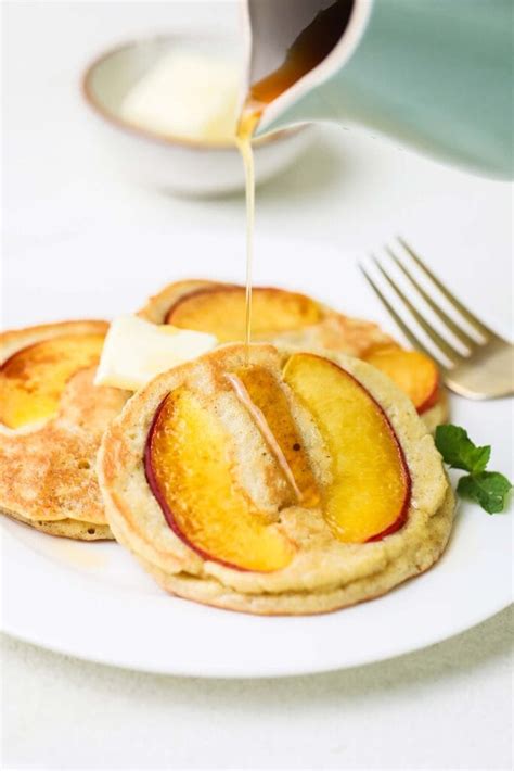 Healthy Caramelized Peach Pancakes Gluten Free And Low Carb Sunkissed Kitchen