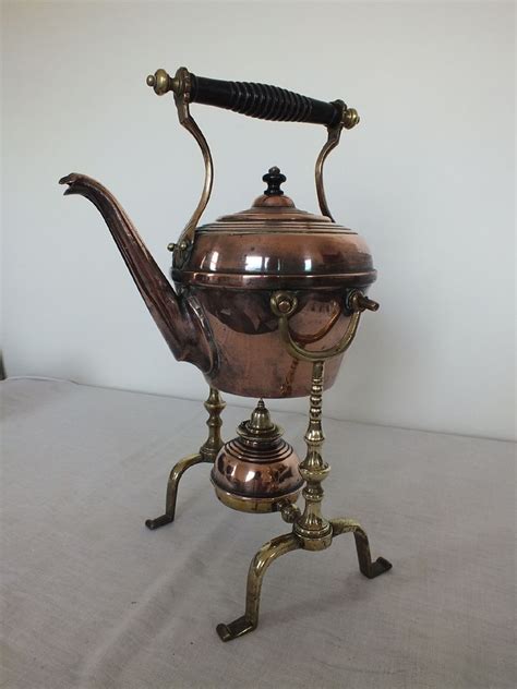 Antique And Collectable Victorian Spirit Kettle Brass Stand Copper