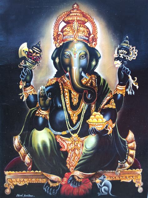 My Art Work Lord Vinayaka Oil Painting On Canvas Shri Ganesh