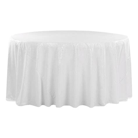 Glitz Sequins 120 Round Tablecloth White Cv Linens