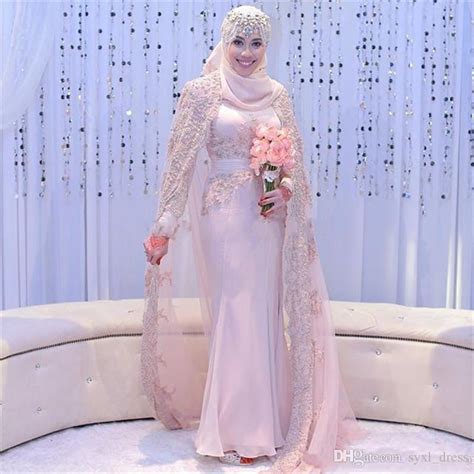 Elegant Arabic Muslim Mermaid Wedding Dresses Bridal Gowns 2018 High Neck Lace Applique Long