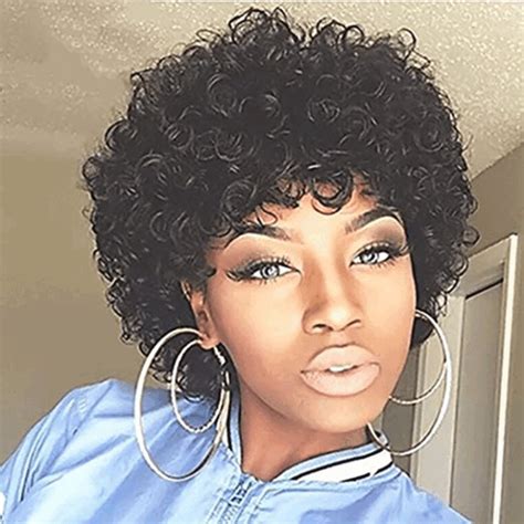 Women Synthetic Short Afro Curly Black Wig Pixie Cut Wig African