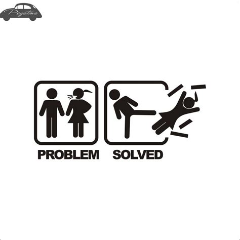 Pegatina Solved Decal Problem Sticker Car Window Vinyl Decal Funny Poster Motorcycle In Car