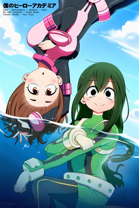 Tsuyu And Uraraka By Jeomona Anime Hero My Hero Academia Tsuyu