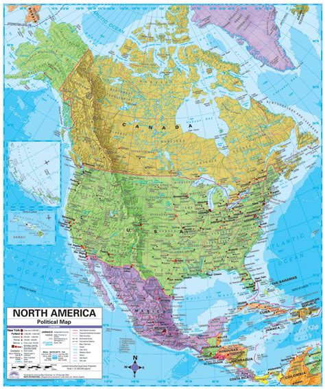 North America Large Detailed Political And Relief Map With Cities