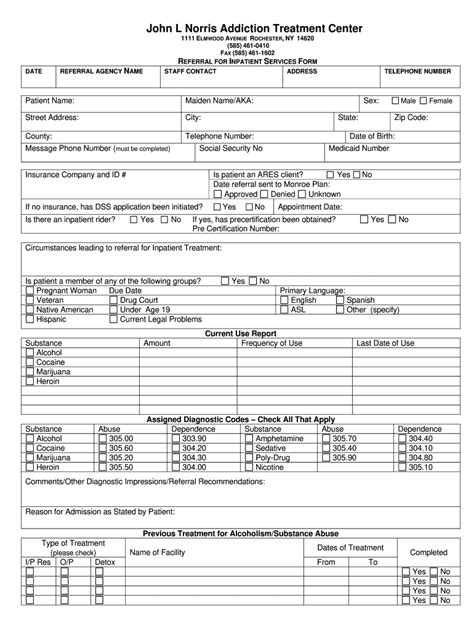 Addiction Treatment Form Template Fill Online Printable Fillable