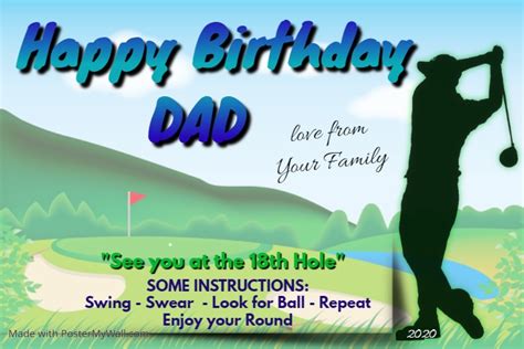 Happy Birthday Dad Golfer Template Postermywall