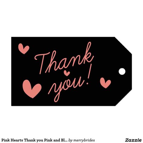 Thank You T Tags For Pink And Black Wedding Party