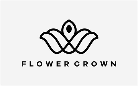 Premium Vector Logo Flower And Crown King Line Simple