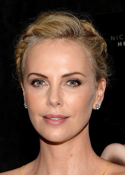 Charlize Theron With A Double Braided Updo Shimmering Eyeshadow Peach