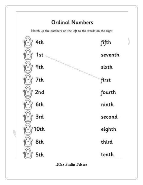 Grade 1 Math Worksheet Ordinal Numbers Ordinal Numbers 1st Grade