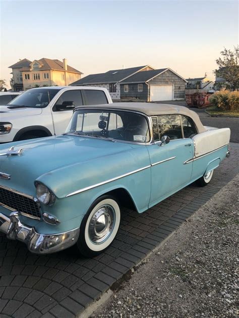 1955 Chevrolet Bel Air Convertible Blue Rwd Automatic Bluewhite