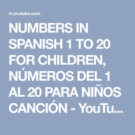 Numbers In Spanish 1 To 20 For Children NÚmeros Del 1 Al 20 Para NiÑos