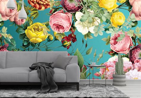Elegant Bold Flowers Wallpaper Peel And Stick Wall Mural Etsy
