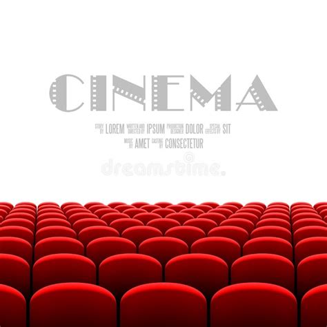Auditorio Del Cine Con La Pantalla Blanca Y Los Asientos Rojos