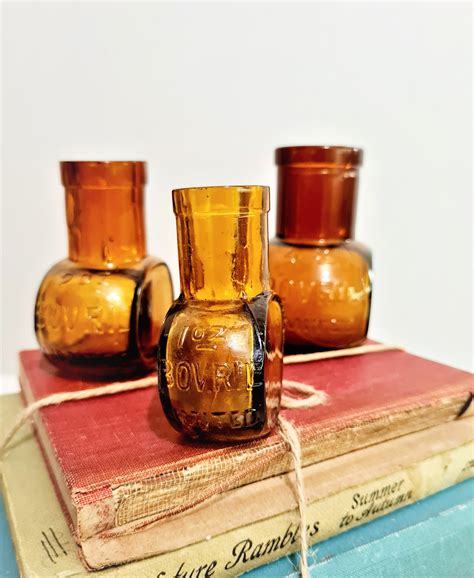 vintage bovril glass bottles set of 3 unique vintage 1930s etsy uk