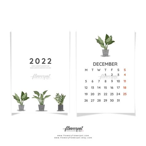 Printable Desk Calendar 2022 Plant Calendar Tropical Plants Etsy