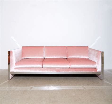Pink Velvet Couch Lexington Midcentury Modern Sofa Blush Pink
