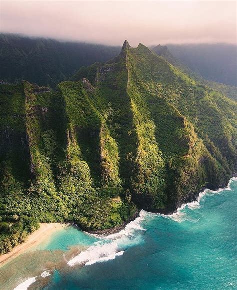 Top View Of Lush Mountains In Kauai Hawaii Photography Beautiful