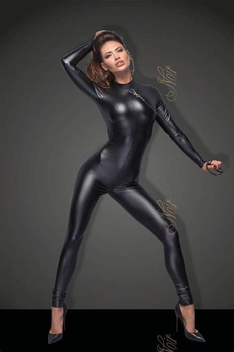 Power Wet Look Cat Suit F Flirtywomen Catsuit Womens Black