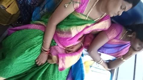 Tamil Hot Young Married Aunty Boobs And Navel In Bus
