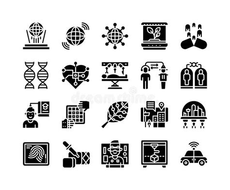 Future Technology Vector Icon Set Solid Style Stock Vector