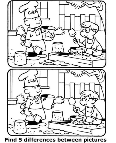 Find 5 Differences Between Pictures Chef Coloring Page Free Download
