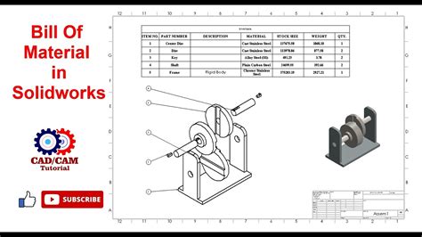 How To Insert Bill Of Material In Solidworks Bill Of Material In