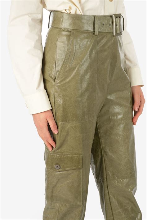 Drome High Waist Leather Cargo Pants With Belt Damen Glamood Outlet
