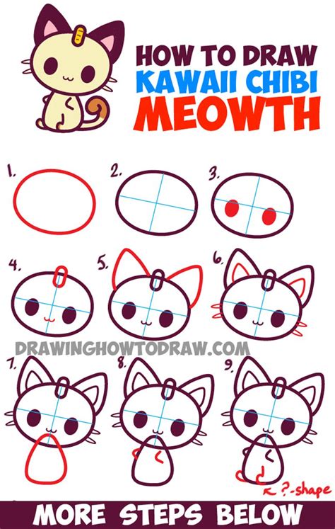 How To Draw Kawaii Chibi Meowth From Pokemon Simple