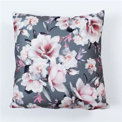 Floral Grey Pattern Cushion 40 Cm X 40 Cm Giro Echo